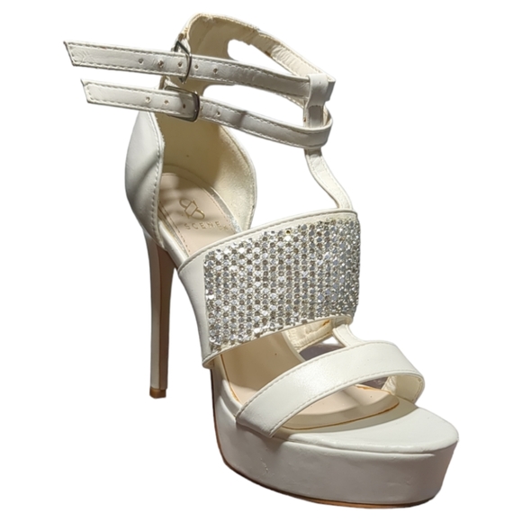 SCENE White Platform Embellished 5 Inches High Heels Size 6 - Picture 12 of 14